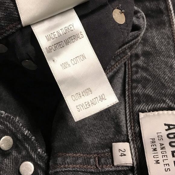 AGOLDE Jamie Straight Void Washed Black High Rise Slim Leg Cropped Denim Jean 24 - Picture 11 of 11